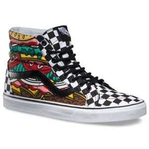 Vans Late Night Sk8-Hi Reissue Checkered/ Burger Unisex Mens Size 9 / W 10.5